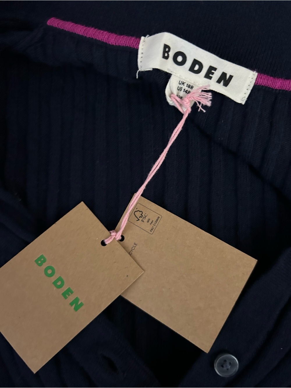 Boden Rachel Ribbed Long Sleeve Navy Button-Front Knit Dress Shirtdress - Picture 10 of 14